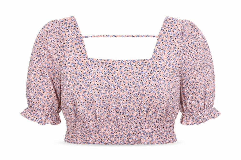 Womens UK Size L Pieces Pink Cropped Blouse