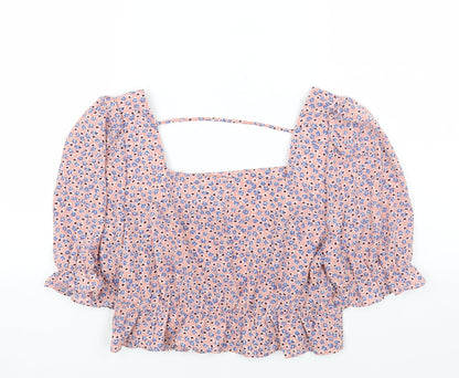 Womens UK Size L Pieces Pink Cropped Blouse