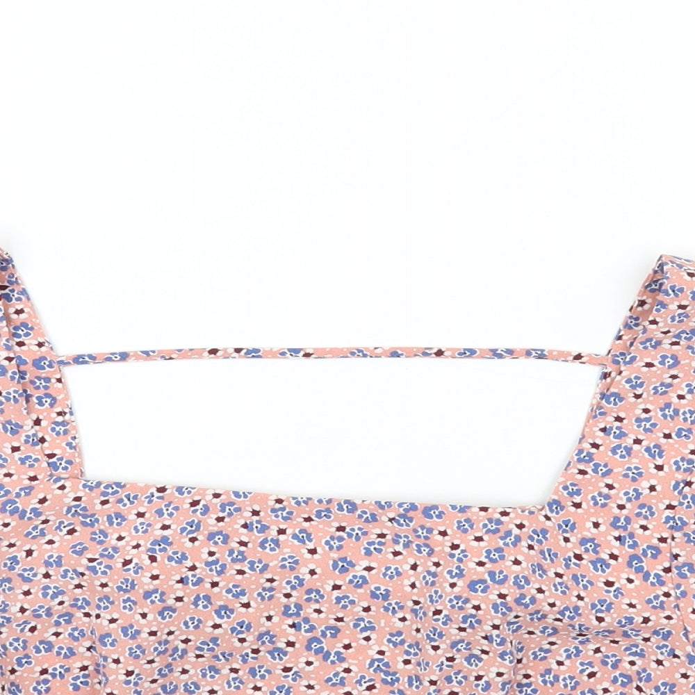 Womens UK Size L Pieces Pink Cropped Blouse
