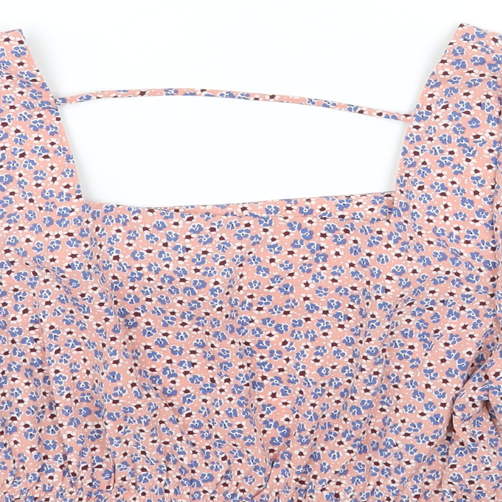 Womens UK Size L Pieces Pink Cropped Blouse