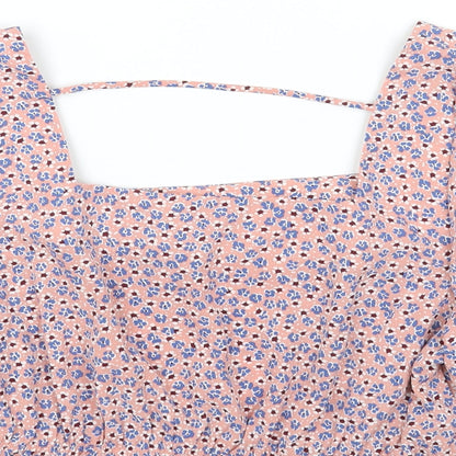 Womens UK Size L Pieces Pink Cropped Blouse