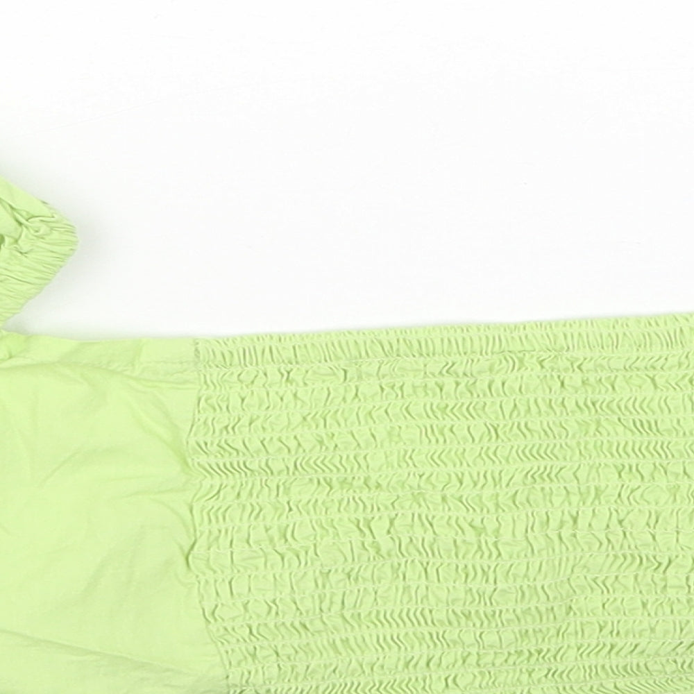 Womens UK Size S Stradivarius Green Cropped T-Shirt