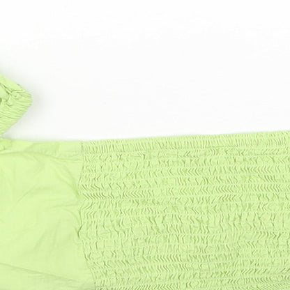 Womens UK Size S Stradivarius Green Cropped T-Shirt