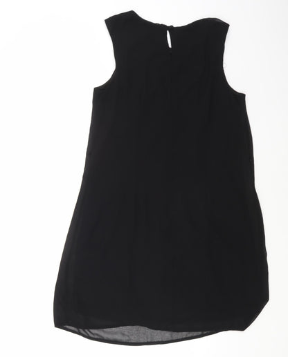 Primark Womens Black Polyester Shift Size 12 Boat Neck Button