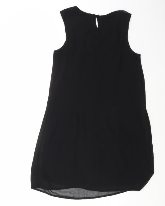 Primark Womens Black Polyester Shift Size 12 Boat Neck Button