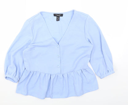 Womens UK Size 6 New Look Blue Basic Blouse