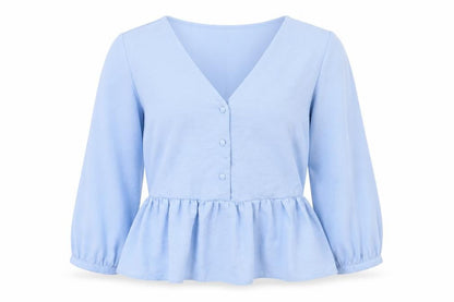 Womens UK Size 6 New Look Blue Basic Blouse