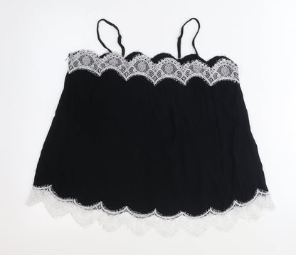 Marks and Spencer Womens Black Polyamide Basic Blouse Size 14 Square Neck