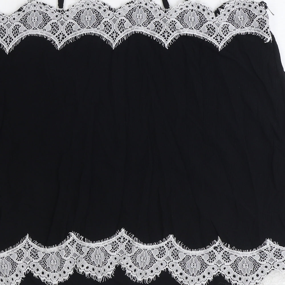 Marks and Spencer Womens Black Polyamide Basic Blouse Size 14 Square Neck