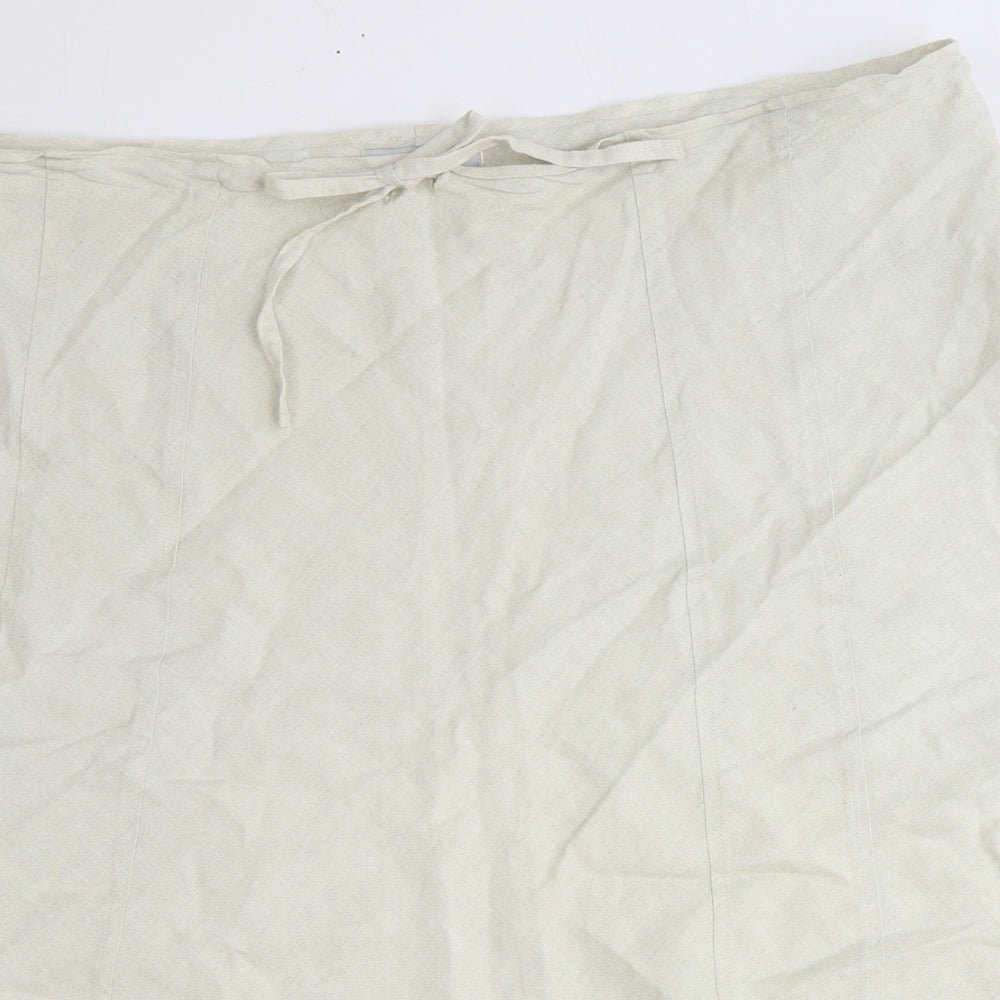 Concetti Womens Beige Linen A-Line Skirt Size 24 Tie