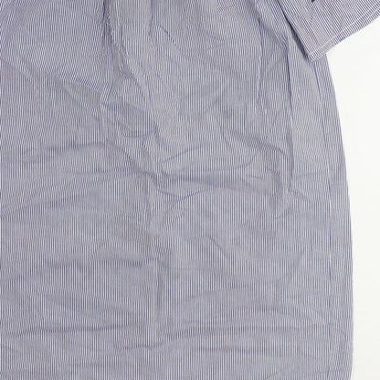 Select Womens Blue Striped 100% Cotton Mini Size 12 Off the Shoulder Pullover