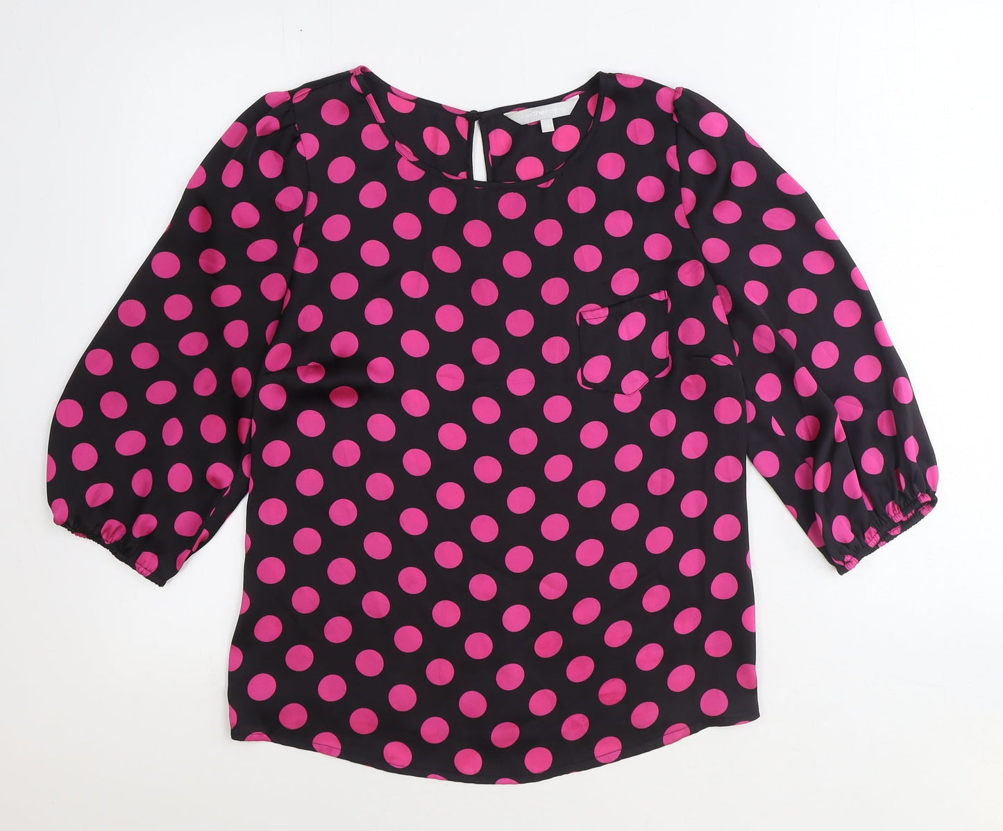 Womens UK Size 10 Red Herring Black Basic Blouse