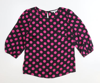 Womens UK Size 10 Red Herring Black Basic Blouse