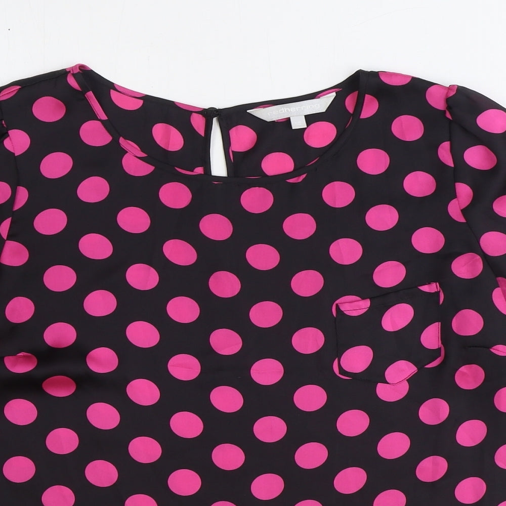 Womens UK Size 10 Red Herring Black Basic Blouse