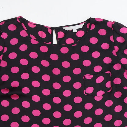 Womens UK Size 10 Red Herring Black Basic Blouse