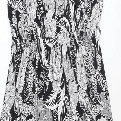 TU Womens Black Floral Polyester Maxi Size 8 V-Neck Button