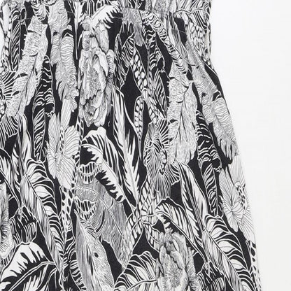 TU Womens Black Floral Polyester Maxi Size 8 V-Neck Button