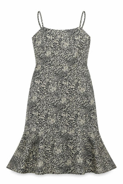 Oasis Womens Beige Animal Print Polyester A-Line Size 12 Square Neck Zip - Leopard Print