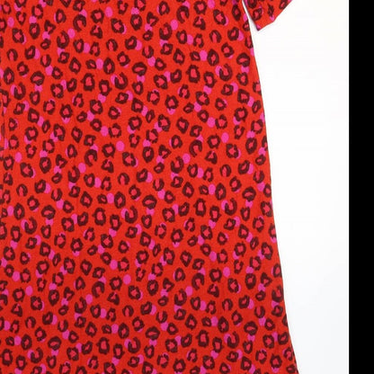 NEXT Womens Red Animal Print Viscose Shirt Dress Size 10 Boat Neck