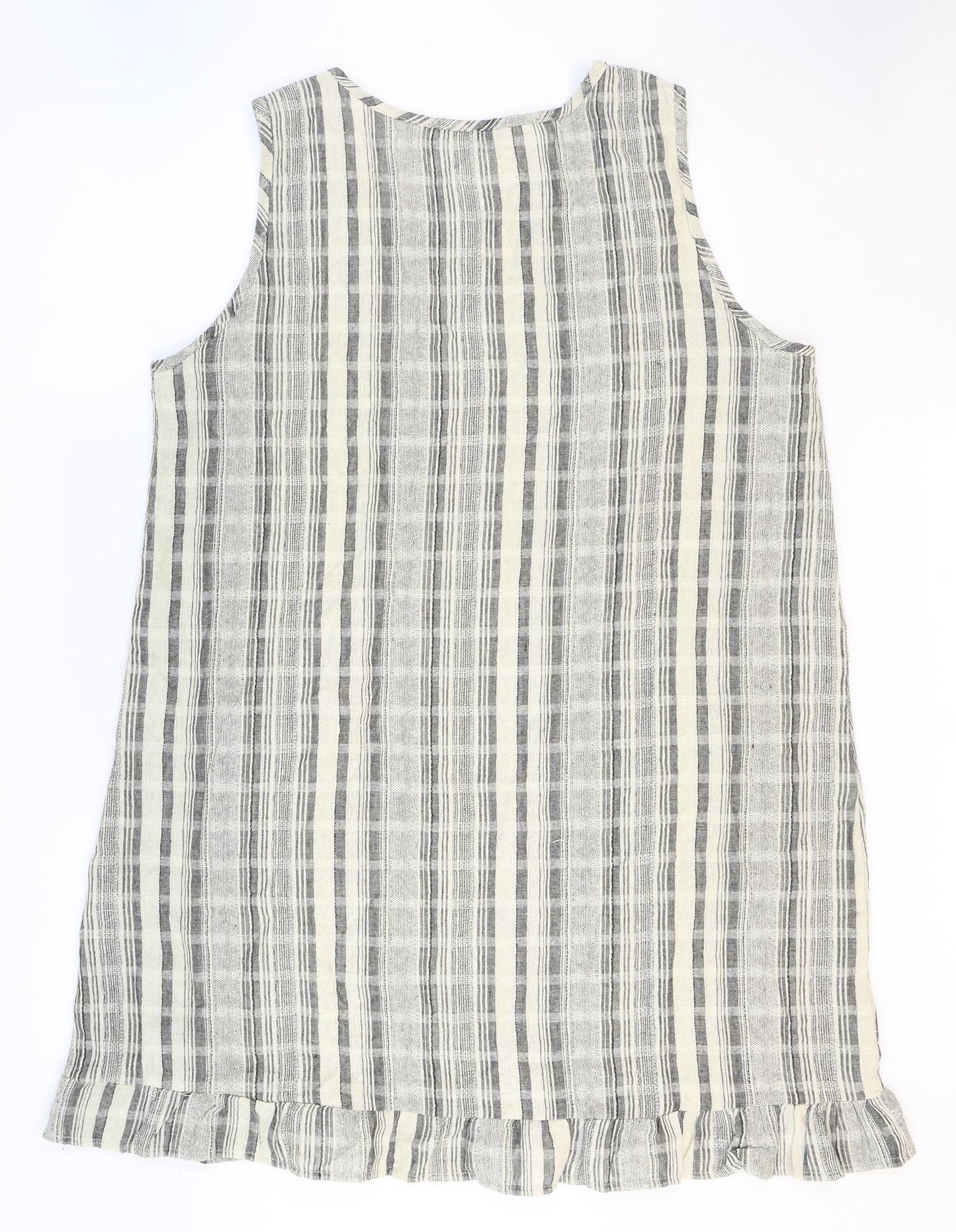 Elisssa Womens Beige Plaid Cotton Shift Size XL Boat Neck