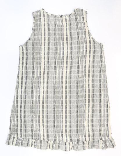Elisssa Womens Beige Plaid Cotton Shift Size XL Boat Neck