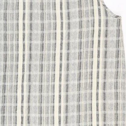 Elisssa Womens Beige Plaid Cotton Shift Size XL Boat Neck