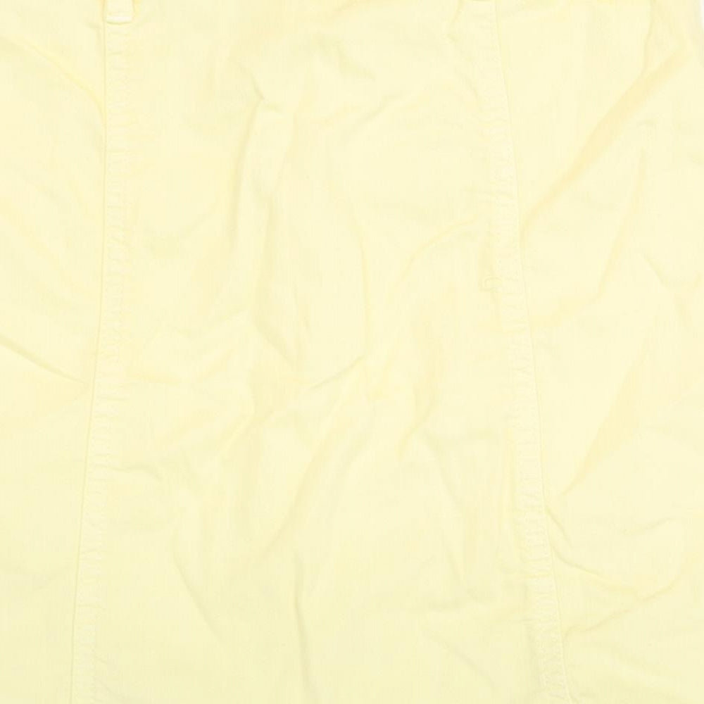 Mango Womens Yellow Cotton A-Line Skirt Size 4 Button