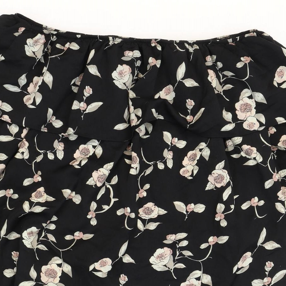 Glamorous Womens Black Floral Polyester Shift Size S Off the Shoulder Pullover