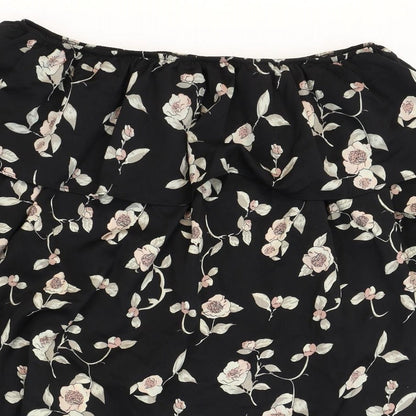 Glamorous Womens Black Floral Polyester Shift Size S Off the Shoulder Pullover