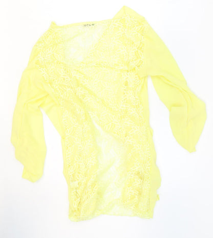 Womens UK Size 4 Preworn Yellow Cardigan Jumper