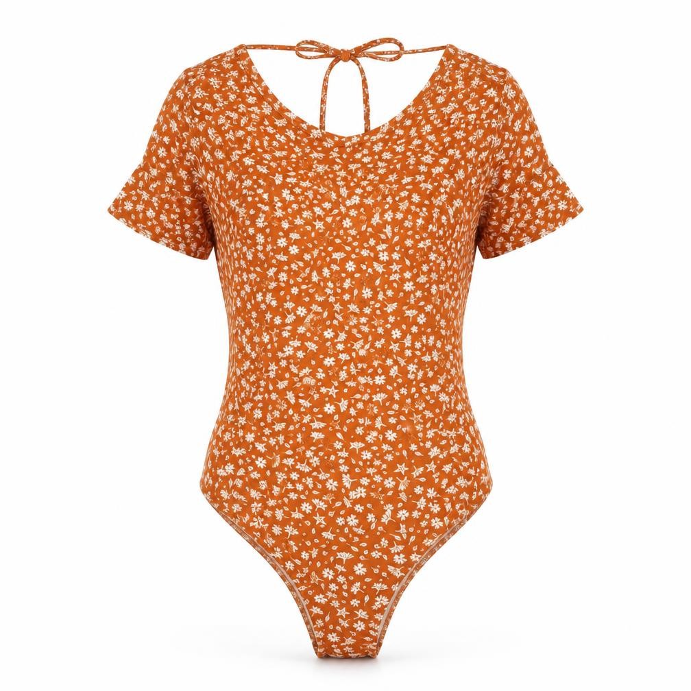 Womens UK Size 8 SheIn One-Piece Orange Bodysuit