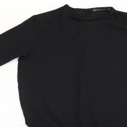 PRETTYLITTLETHING Womens Black Polyester Shift Size 6 Round Neck Button