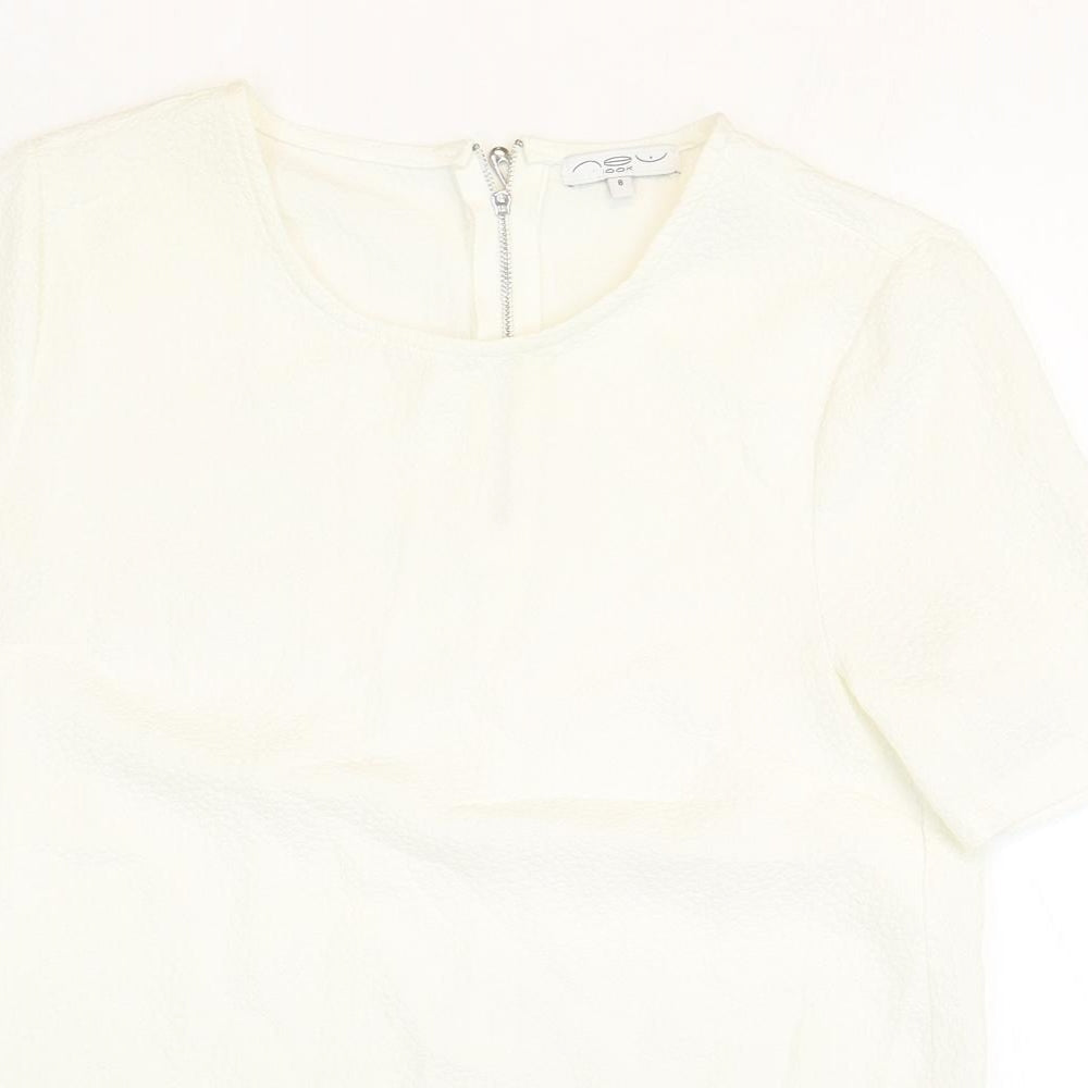 Womens UK Size 8 New Look White Basic T-Shirt