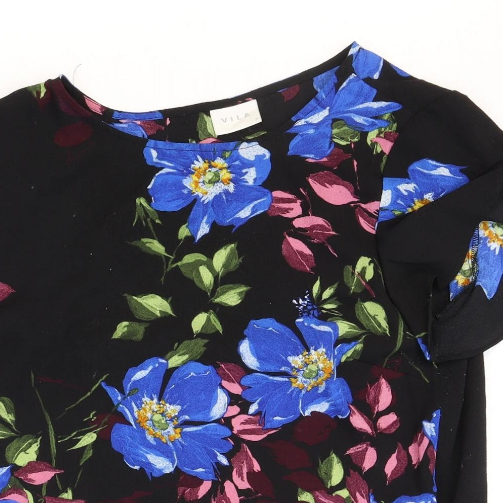 Womens UK Size 36 VILA Black Basic T-Shirt