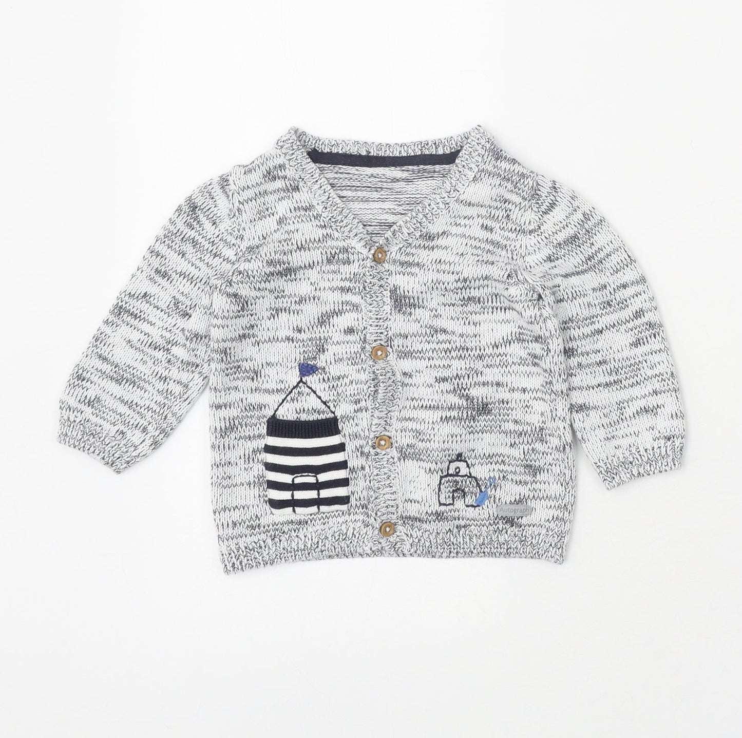 Marks and Spencer White 100% Cotton Cardigan Jumper Size 3-6 Months Button