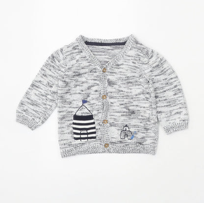 Marks and Spencer White 100% Cotton Cardigan Jumper Size 3-6 Months Button