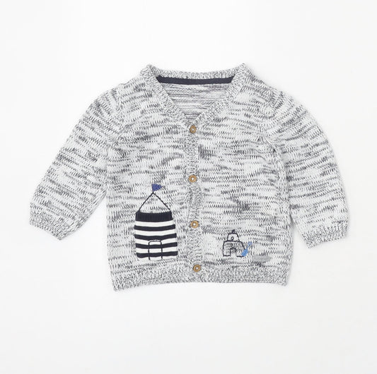 Marks and Spencer White 100% Cotton Cardigan Jumper Size 3-6 Months Button