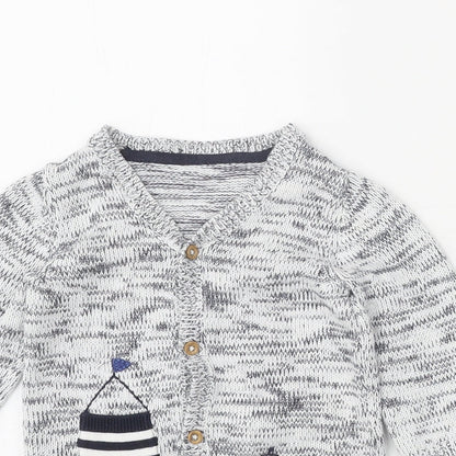 Marks and Spencer White 100% Cotton Cardigan Jumper Size 3-6 Months Button