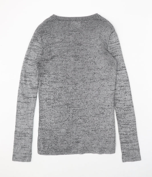 New Look Mens Grey Round Neck Cotton Pullover Jumper Size S