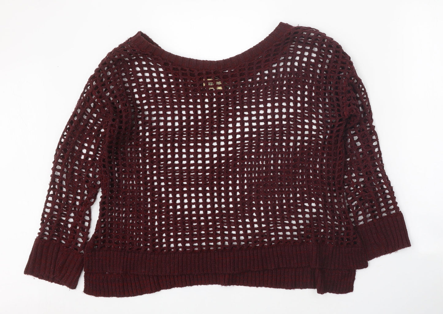 Crafted Womens Red Round Neck Acrylic Pullover Jumper Size 8