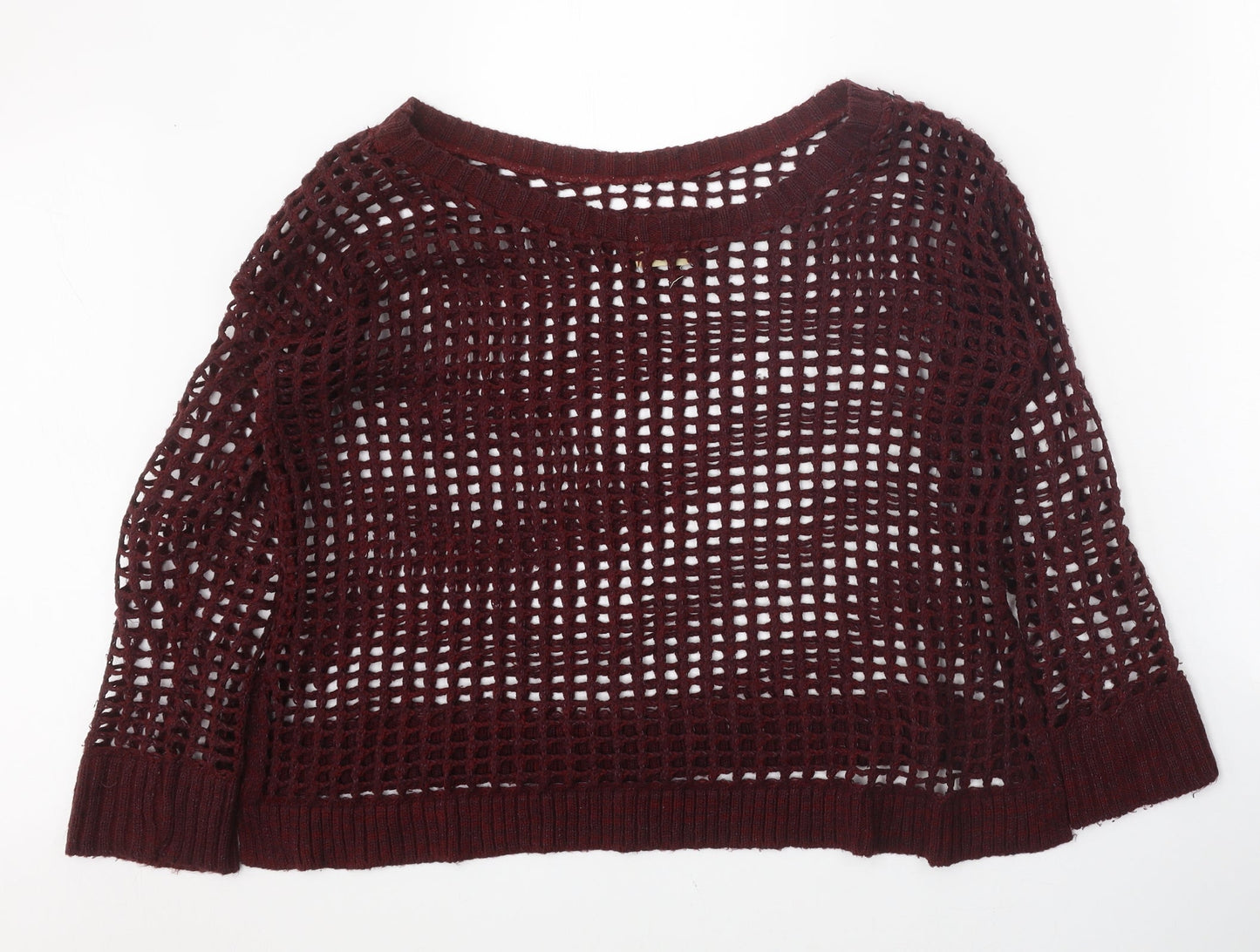 Crafted Womens Red Round Neck Acrylic Pullover Jumper Size 8