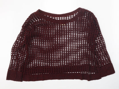 Crafted Womens Red Round Neck Acrylic Pullover Jumper Size 8