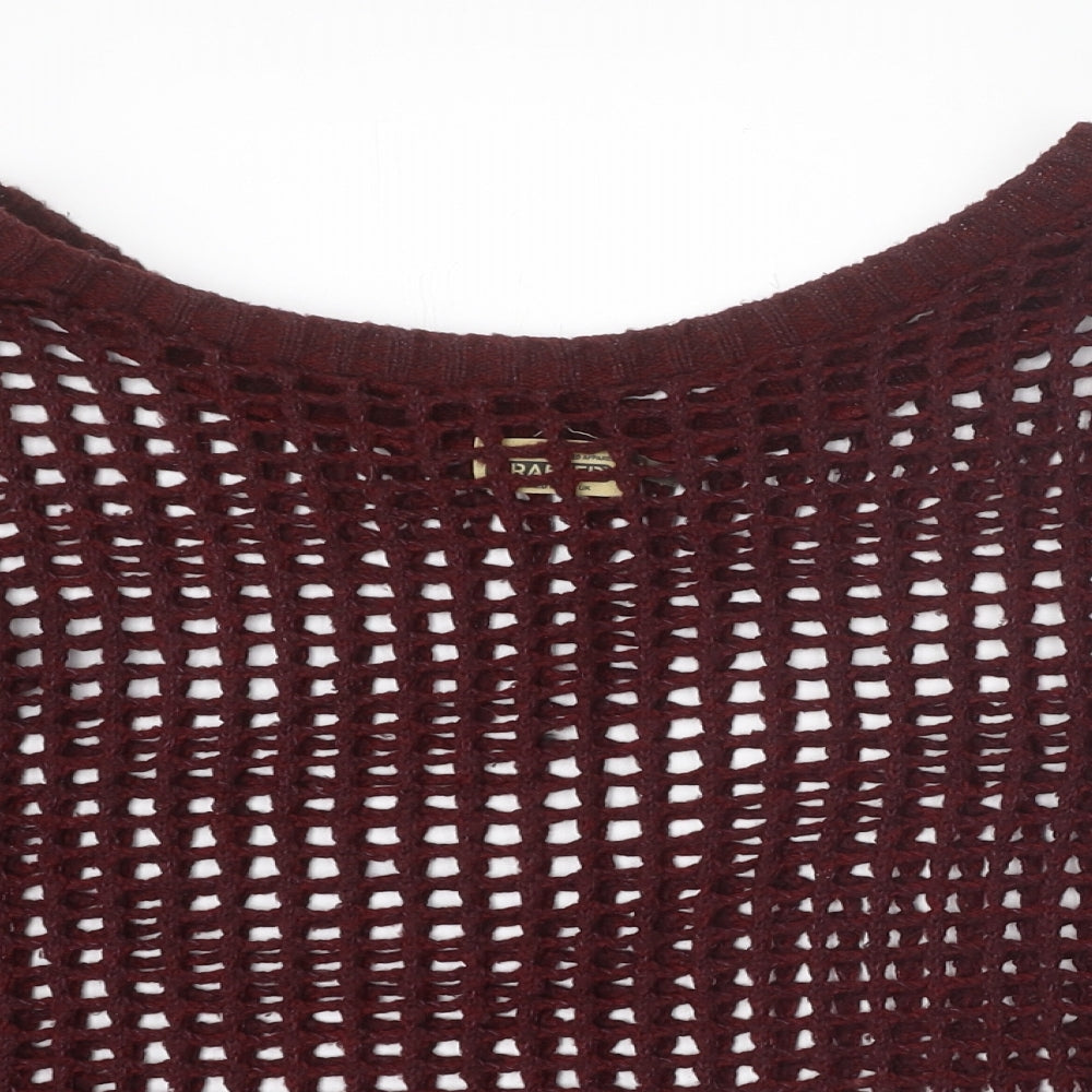 Crafted Womens Red Round Neck Acrylic Pullover Jumper Size 8