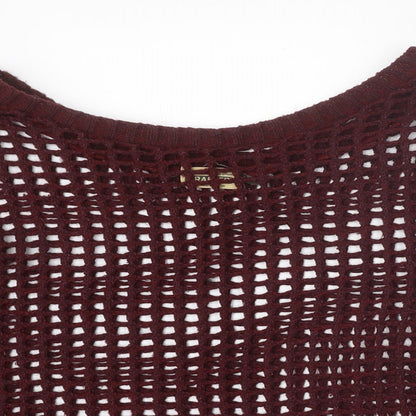 Crafted Womens Red Round Neck Acrylic Pullover Jumper Size 8