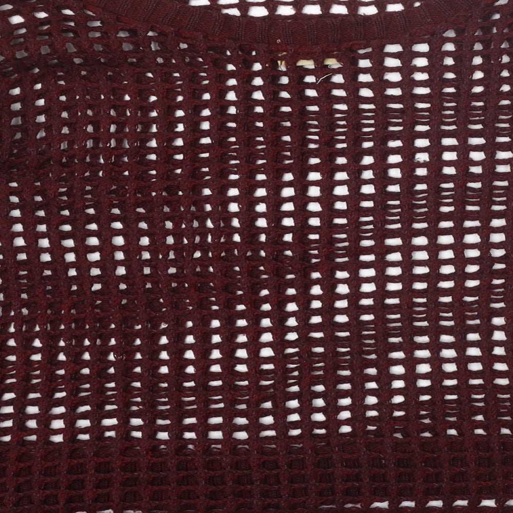 Crafted Womens Red Round Neck Acrylic Pullover Jumper Size 8