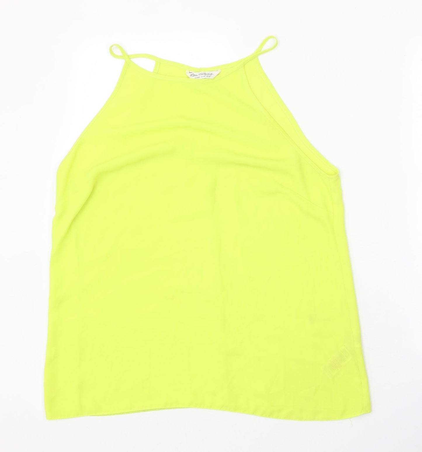 Miss Selfridge Womens Yellow Polyester Basic Tank Size 14 Round Neck
