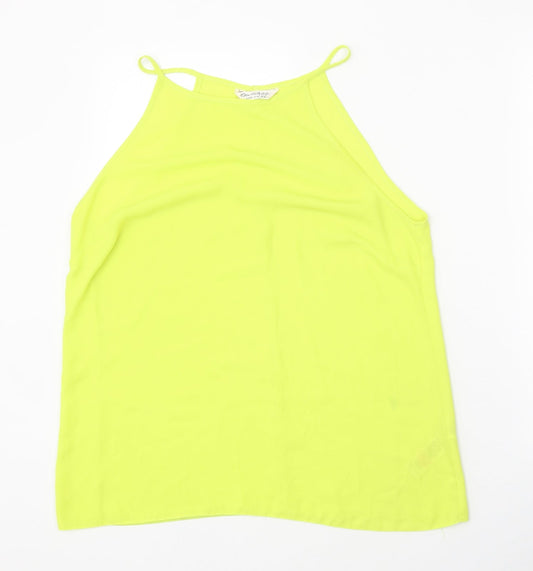 Miss Selfridge Womens Yellow Polyester Basic Tank Size 14 Round Neck