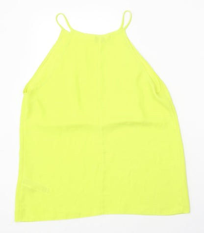 Miss Selfridge Womens Yellow Polyester Basic Tank Size 14 Round Neck