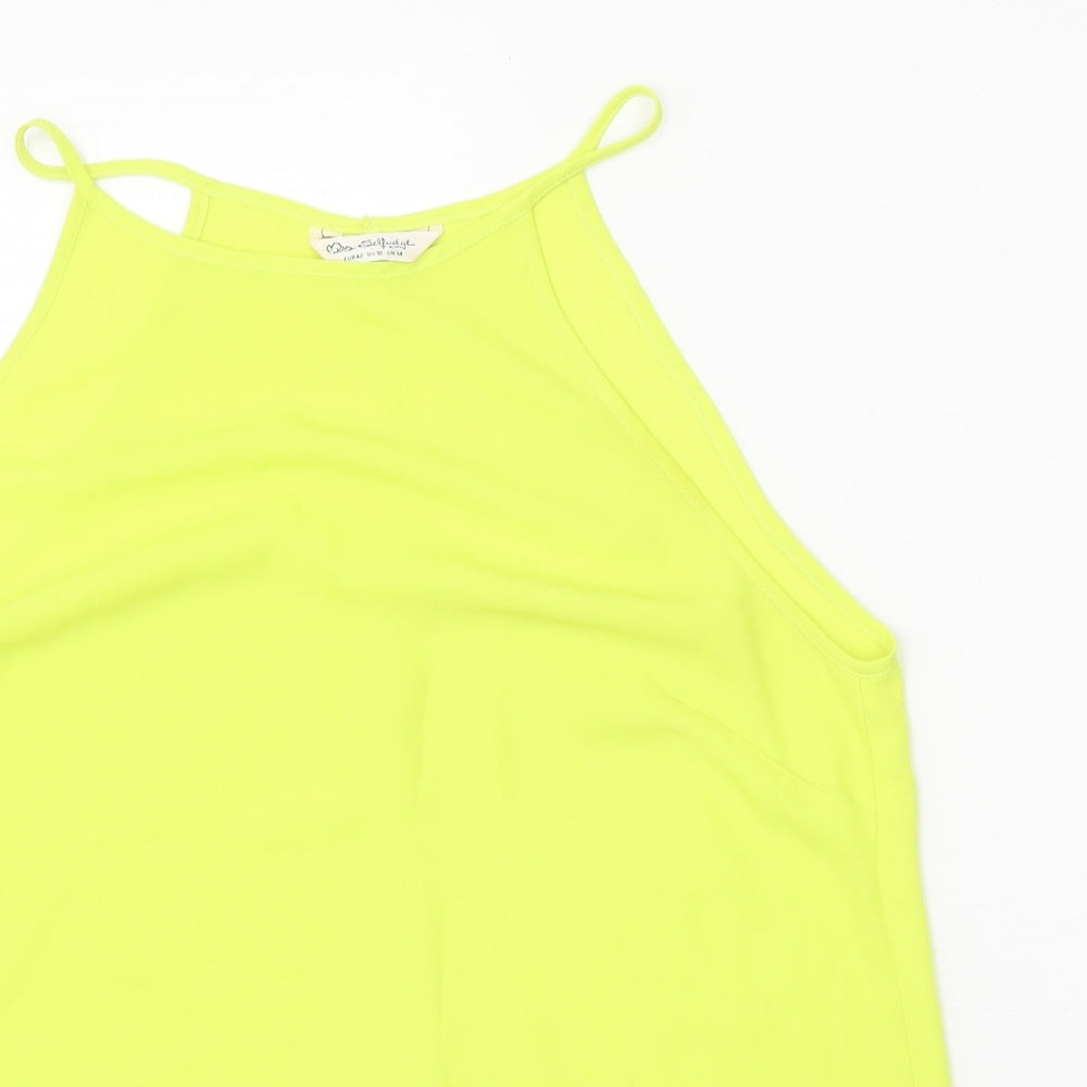 Miss Selfridge Womens Yellow Polyester Basic Tank Size 14 Round Neck