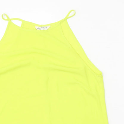 Miss Selfridge Womens Yellow Polyester Basic Tank Size 14 Round Neck